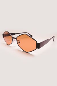 Óculos de Sol Feminino Hexagonal Marrom Preto - OC-4005