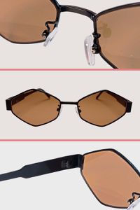 Óculos de Sol Feminino Hexagonal Marrom Preto - OC-4005