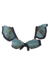 TOP FAIXA ALÇA BABADOS DUPLA FACE DENIM/ LISTRADO E CALCINHA FIXA DUPLA FACE DENIM/ LISTRADO