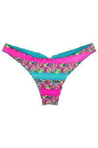 TOP CIGANINHA DUPLA FACE FLORAL ATENAS/ VERDE MENTA E CALCINHA RIPPLE ANATÔMICA DUPLA FACE FLORAL ATENAS/ VERDE MENTA