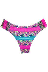 CALCINHA BORBOLETA DUPLA FACE FLORAL PINK / VERDE MENTA