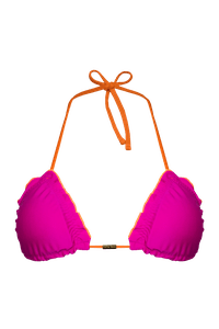 TOP CORTININHA RIPPLE DUPLA FACE LARANJA/ PINK E CALCINHA RIPPLE ANATÔMICA DUPLA FACE LARANJA/ PINK