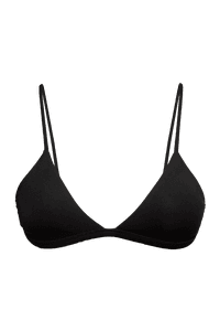 TOP TRIÂNGULO FIXO PRETO E CALCINHA ASA DELTA LISTRADO PRETO BRANCO 