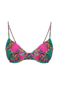 TOP MEIA TAÇA ARO FLORAL ATENAS E CALCINHA BORBOLETA DUPLA FACE FLORAL ATENAS 