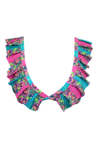 TOP CORTINÃO BABADOS FLORAL ATENAS E CALCINHA CÓS LARGO DUPLA FACE FLORAL ATENAS/ VERDE MENTA