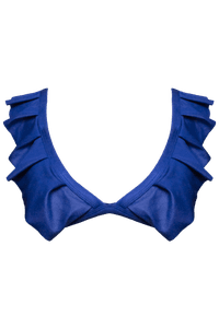 TOP CORTINÃO BABADOS CIRRÊ AZUL NEON E CALCINHA BORBOLETA CIRRÊ AZUL NEON