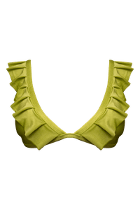 TOP CORTINÃO BABADOS CIRRÊ PISTACHE E CALCINHA RETA CIRRÊ PISTACHE