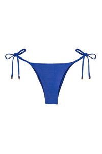 TOP CORTINÃO BABADOS CIRRÊ AZUL NEON E CALCINHA LACINHO AZUL NEON