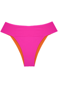 TOP AMARRADO NÓ DUPLA FACE LARANJA/ PINK E CALCINHA CÓS LARGO DUPLA FACE LARANJA/ PINK