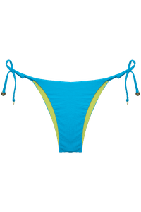 TOP AMARRADO NÓ DUPLA FACE TURQUESA/ VERDE ABACATE E CALCINHA LACINHO DUPLA FACE TURQUESA/ VERDE ABACATE 