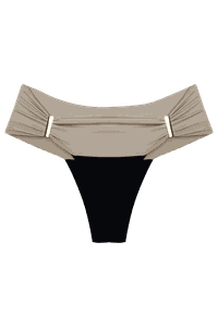CALCINHA DRAPEADA BICOLOR COM METAL BLACK E NUDE