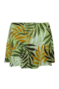 calcinha reta com saia folhas marrom