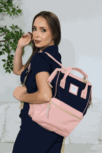 Mochila EcoChic Azul e Salmão