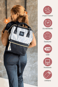 Mochila EcoChic Cinza e Bege