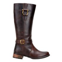 Bota Feminina Montaria De Cano Longo Em Couro Nobre Café