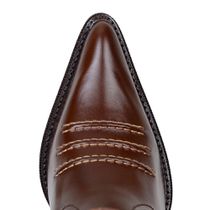 Bota Texana Feminino Bico Fino Salto Alto Em Couro Legitimo Pinhão