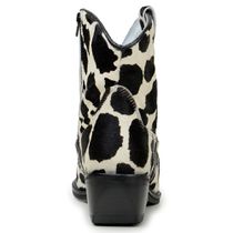 Bota Feminina Cano Curto Couro De Pelo Bovino Legitimo Branco e Preto
