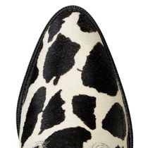 Bota Feminina Cano Curto Couro De Pelo Bovino Legitimo Branco e Preto