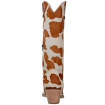 Bota Feminina Texana Bico Fino Pelo Bovino Legitimo Branco Castor