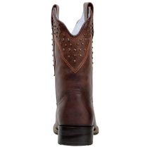 Bota Feminina Cano Médio Country Em Couro Nobre Café
