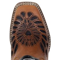 Bota Western Feminina Couro Legítimo Laser Castor