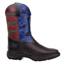 Bota Masculina Bico Quadrado Texana Em Couro Legitimo Azul