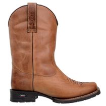 Bota Texana Masculina Cano Liso Em Couro Nobre Castor