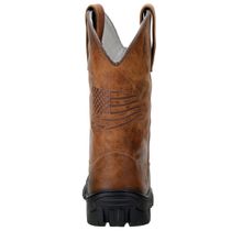 Bota Texana Masculina Solado Street Em Couro Nobre Castor Bordado Bandeira