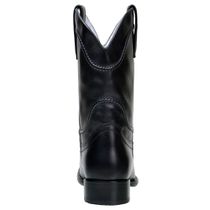 Bota Texana Masculina Couro Legitimo Preto Com Solado De Couro