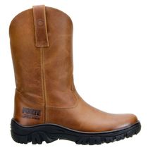 Bota Texana Masculina Em Couro Solado Street Sem Forro Cor Castor