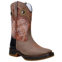 Bota Masculina Texana Bico Quadrado em Couro Legitimo Cor Havana