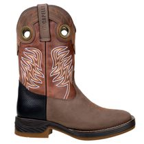 Bota Masculina Texana Bico Quadrado em Couro Legitimo Cor Havana