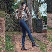 Bota Montaria Feminina Cano Curto Cor Café Em Couro