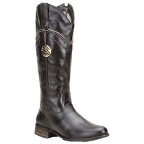 Bota Montaria Feminina Couro Legítimo Cano Alto Cor Napa Café