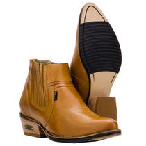 Botina Country Masculina Cano Curto Em Couro Nobre Castor
