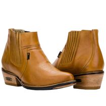 Botina Country Masculina Cano Curto Em Couro Nobre Castor