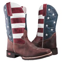 Bota Masculina Texana De Bico Quadrado U.s.a Em Couro Nobre Café