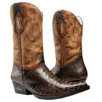 Bota Texana Masculina De Bico Fino Em Couro Nobre Café