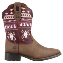 Bota Country Montaria Feminina Cano Curto Com Bordados Em Couro Nobre