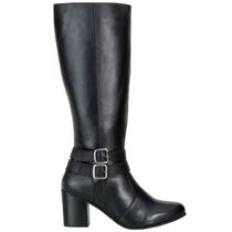 Bota Montaria Feminina De Salto Em Couro Legítimo Cor Preto
