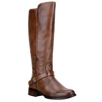 Bota Montaria Feminina Over The Knee Com Zíper Lateral Em Couro