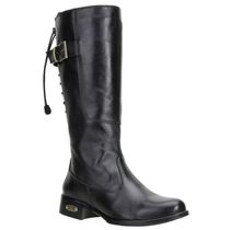 Bota Montaria Feminina Com Ajuste Em Couro Legítimo Cor Preto