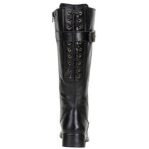 Bota Montaria Feminina Com Ajuste Em Couro Legítimo Cor Preto