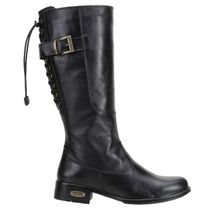Bota Montaria Feminina Com Ajuste Em Couro Legítimo Cor Preto