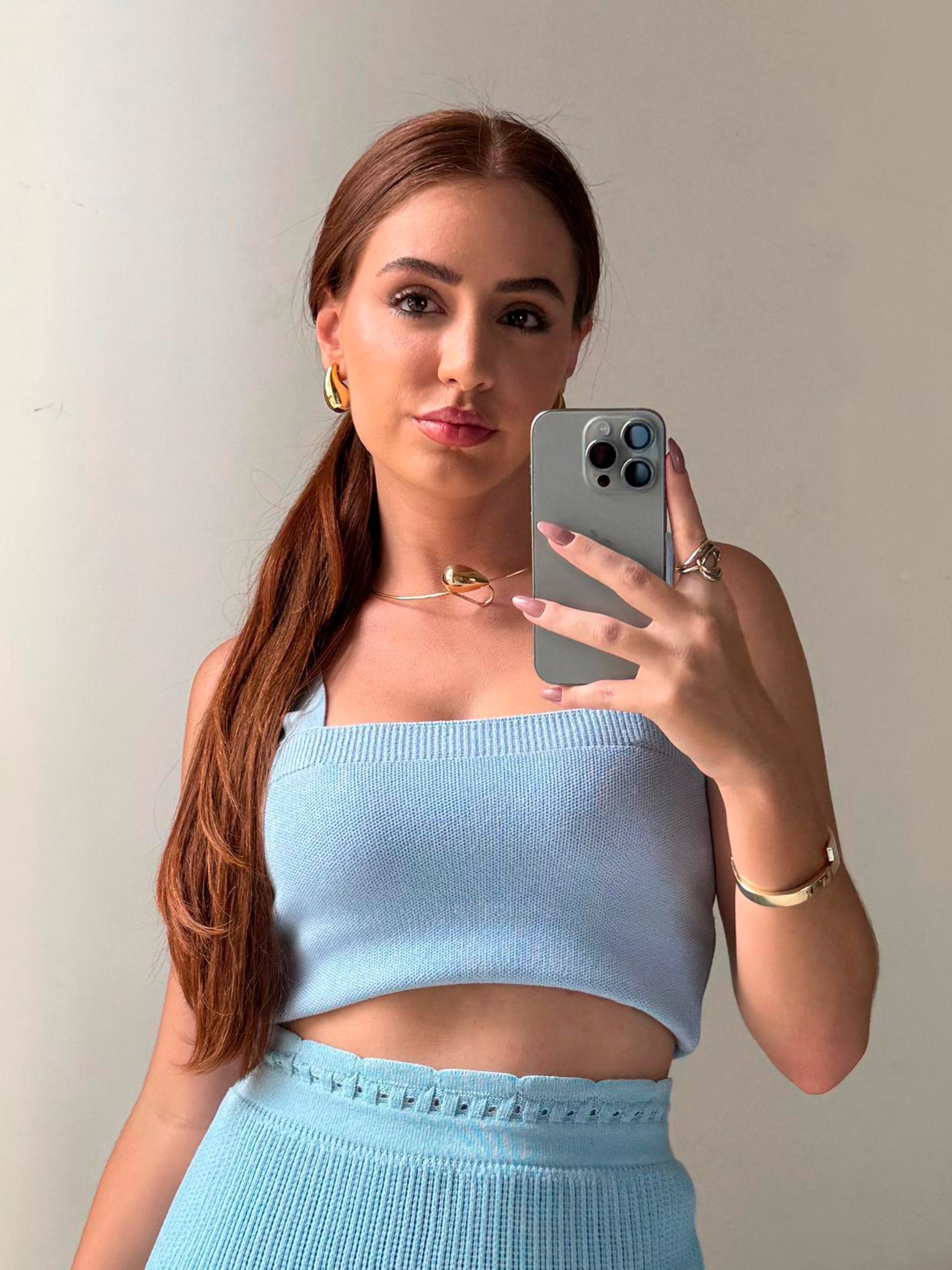 Cropped Letícia Azul Bebê... - Loja Mariah Júlia 