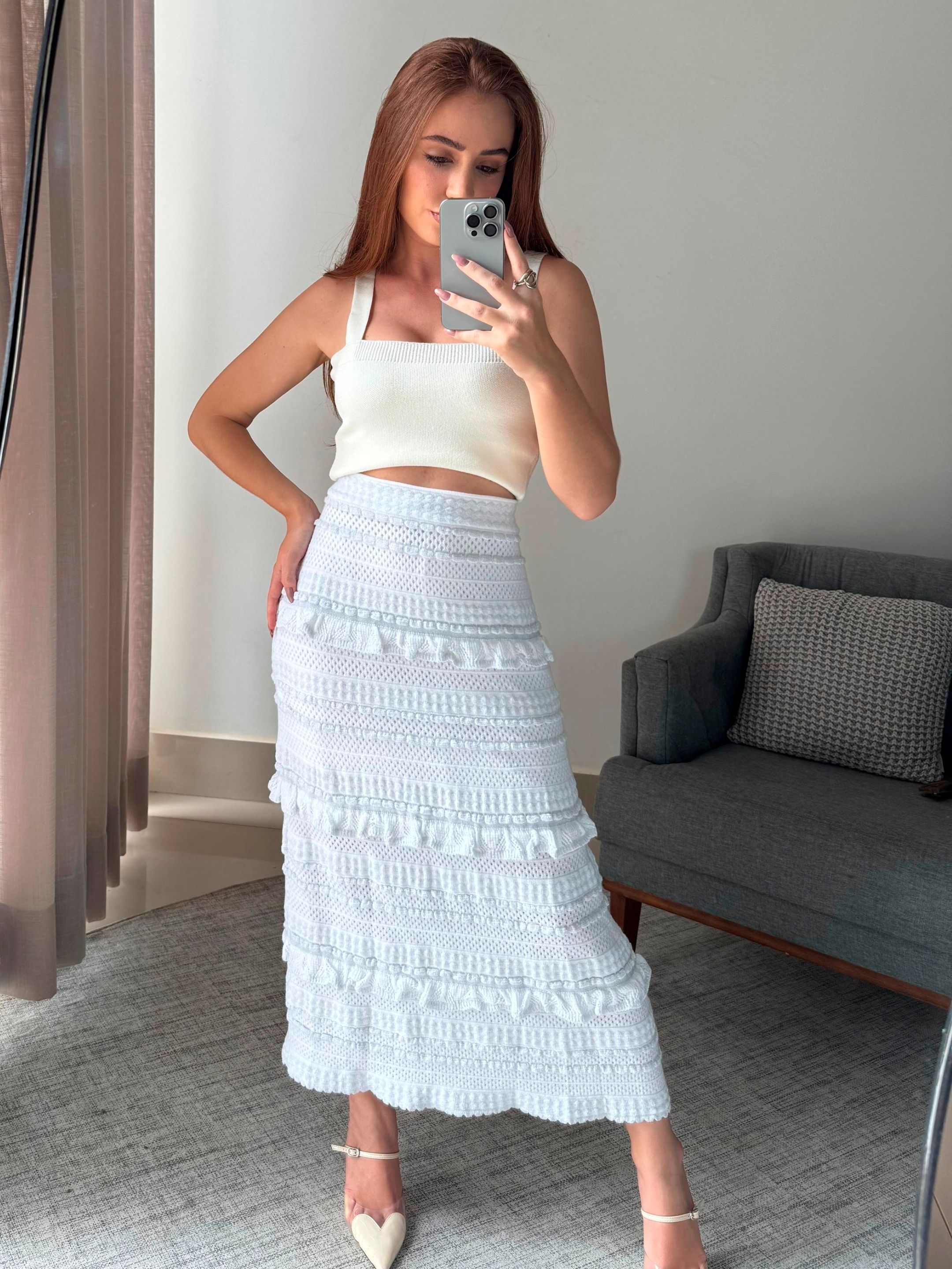 Saia Gisele Off White - Loja Mariah Júlia 