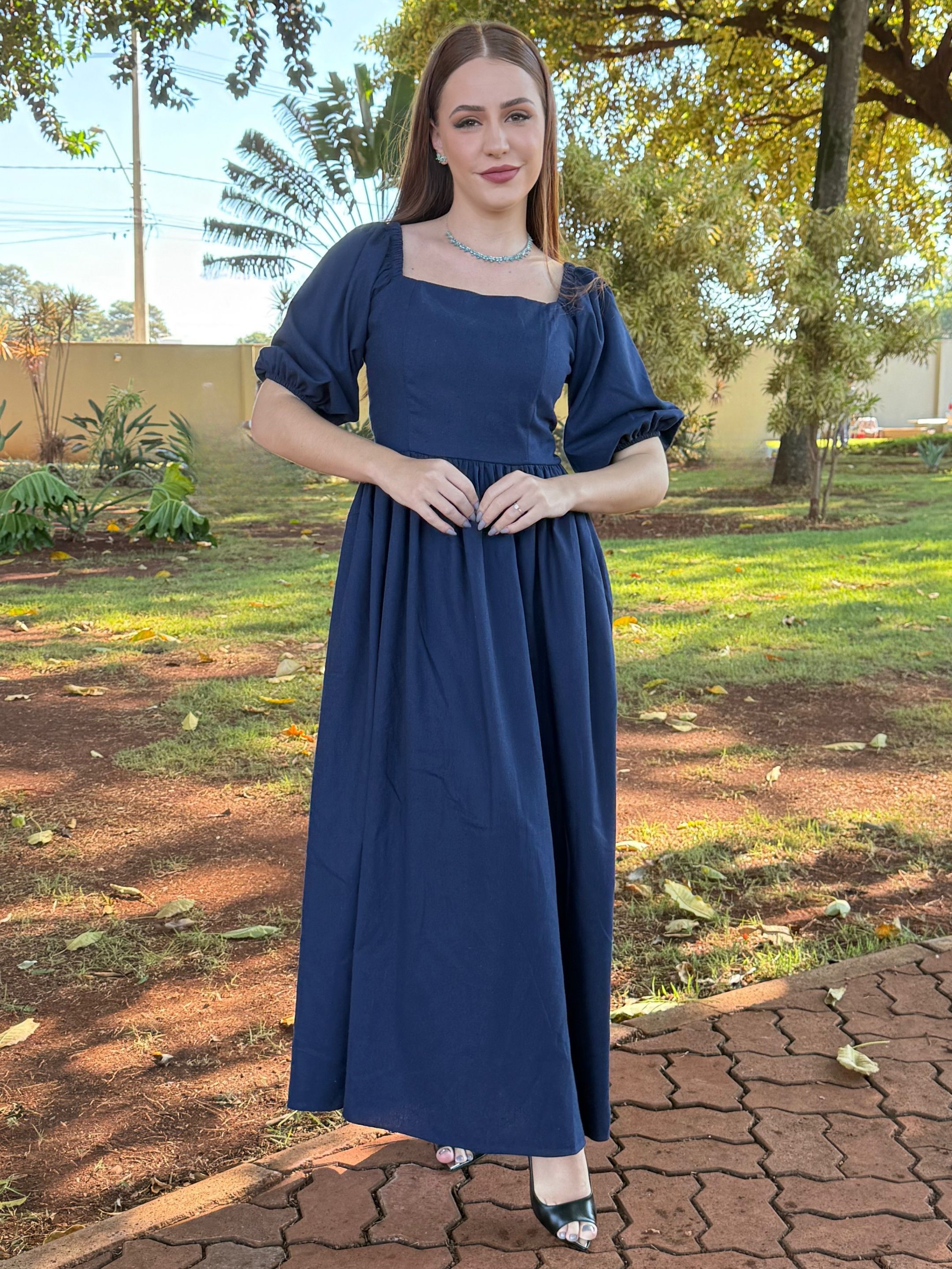 Vestido Louise Azul Marin... - Loja Mariah Júlia 
