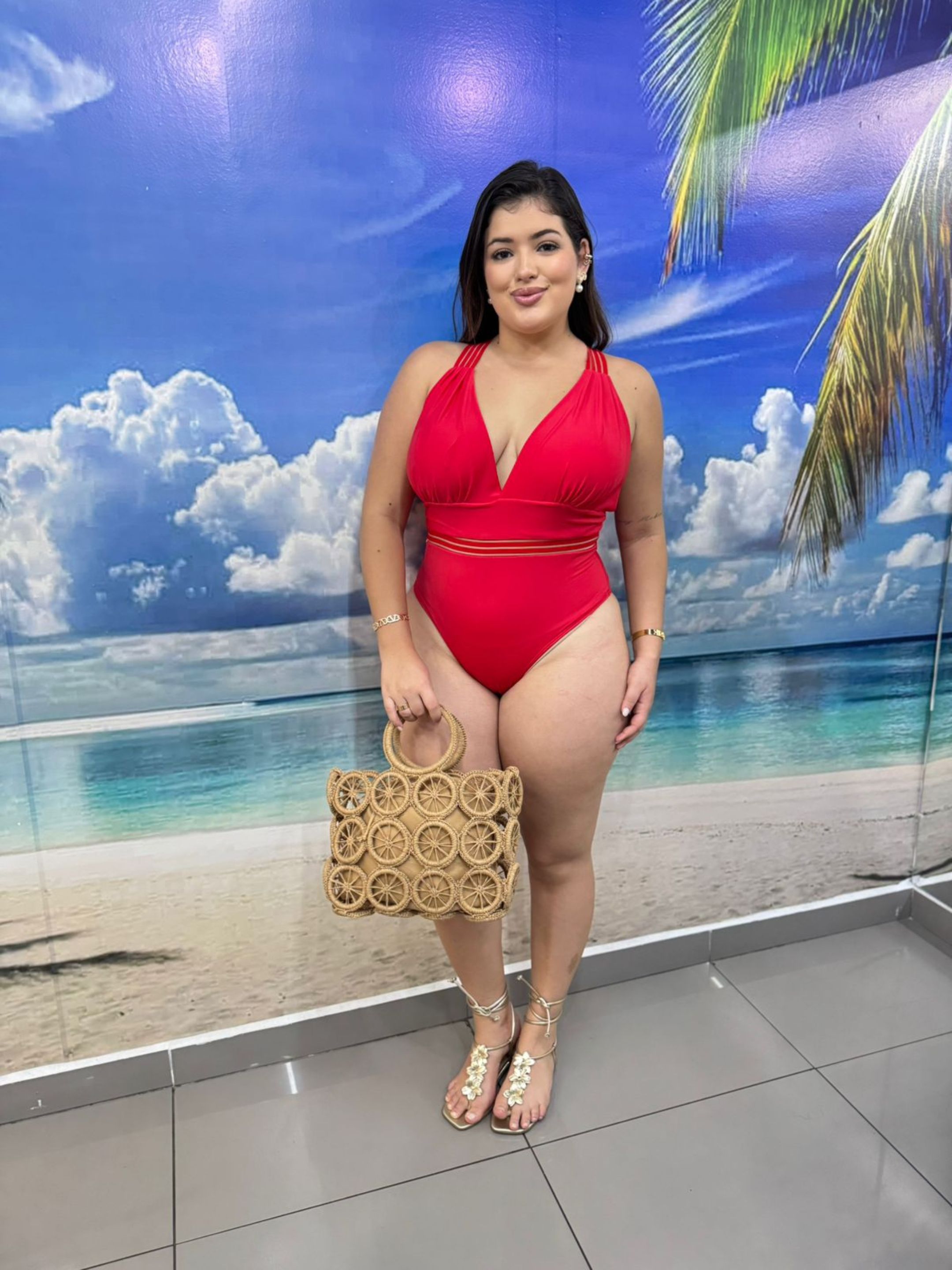 Maiô Mayara Vermelho - Mar & Sol