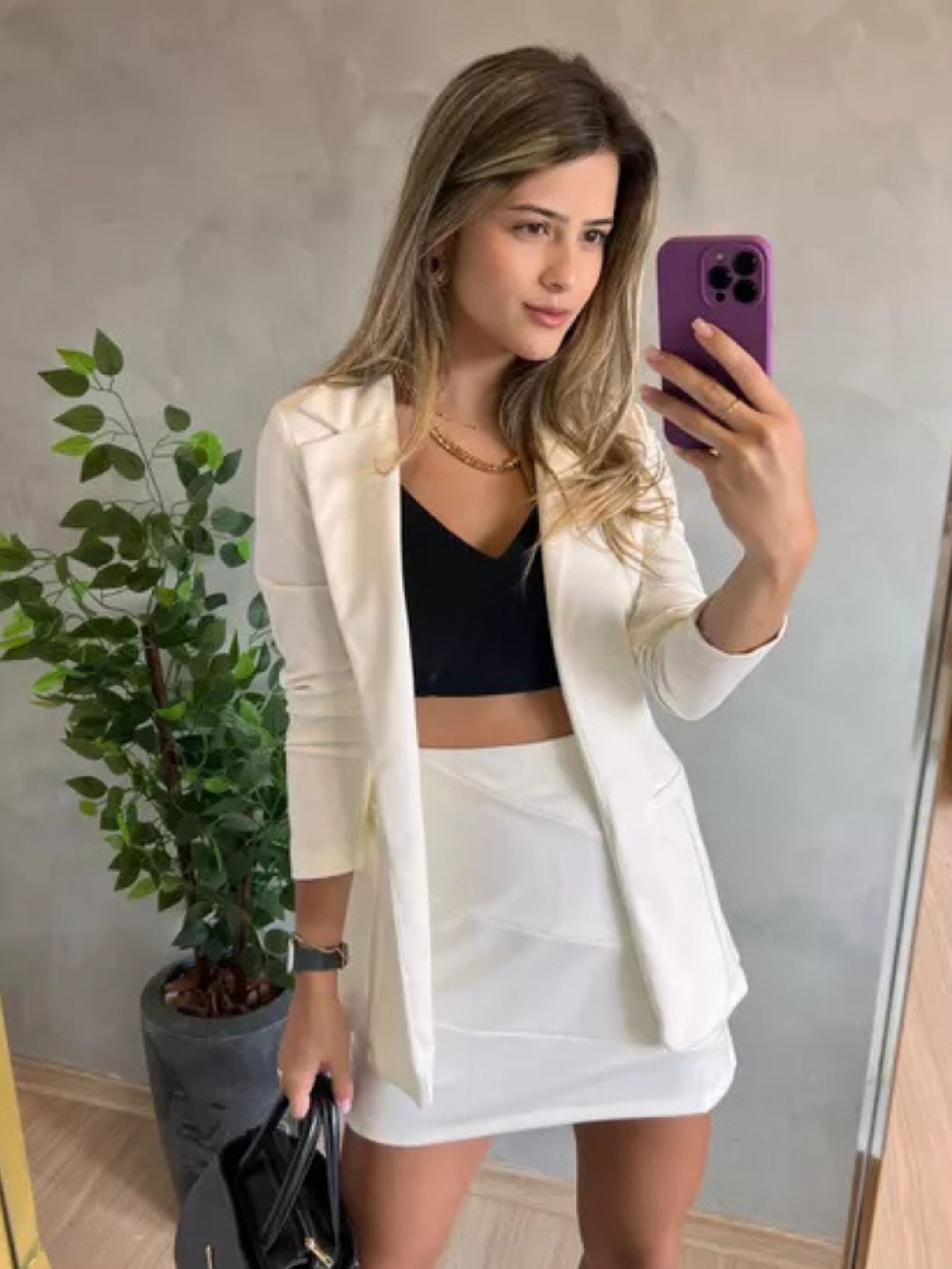 Blazer Longo Ju Branco - MMUNIZ 