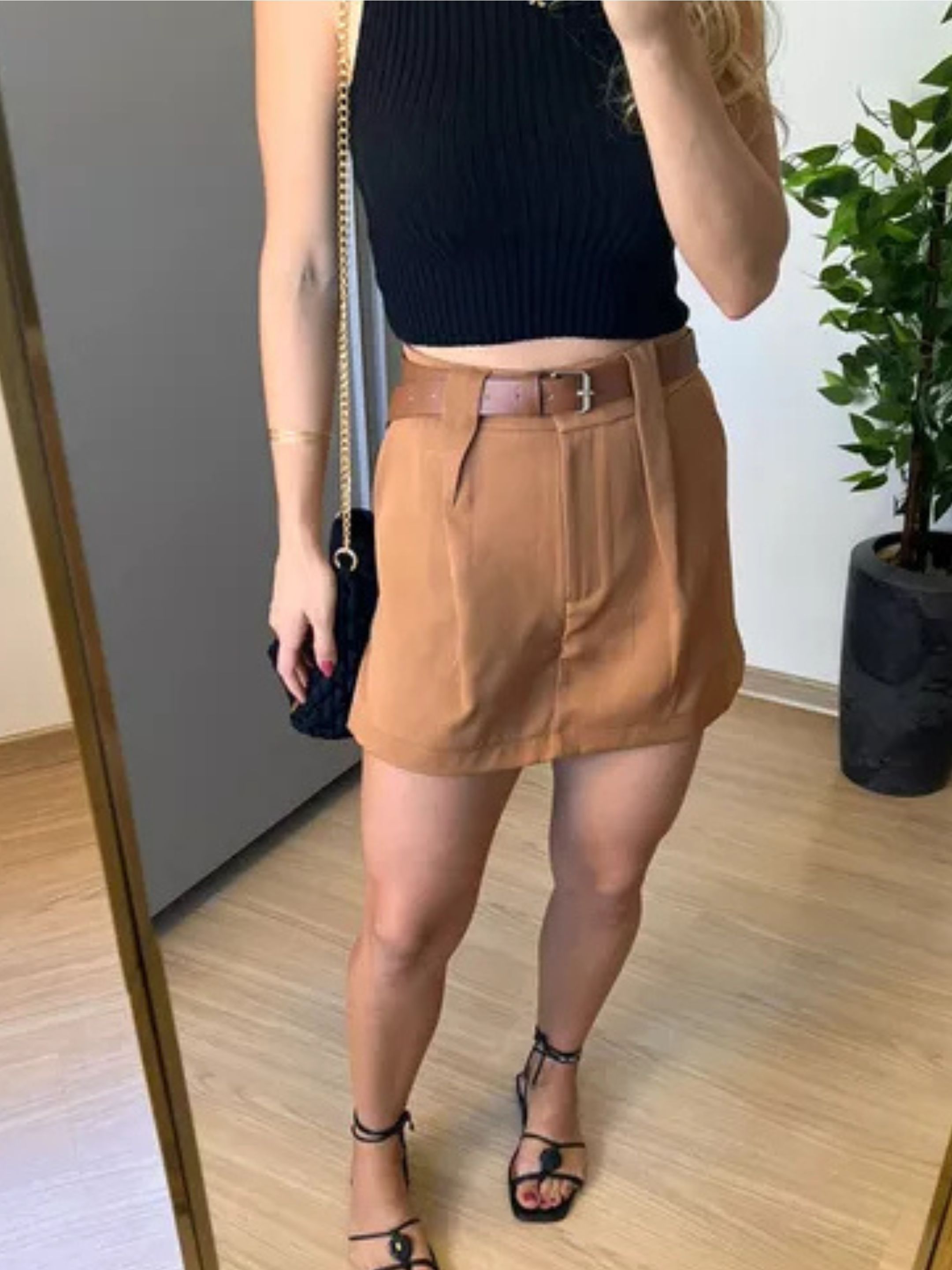 Short Saia Larissa Caramelo - MMUNIZ 